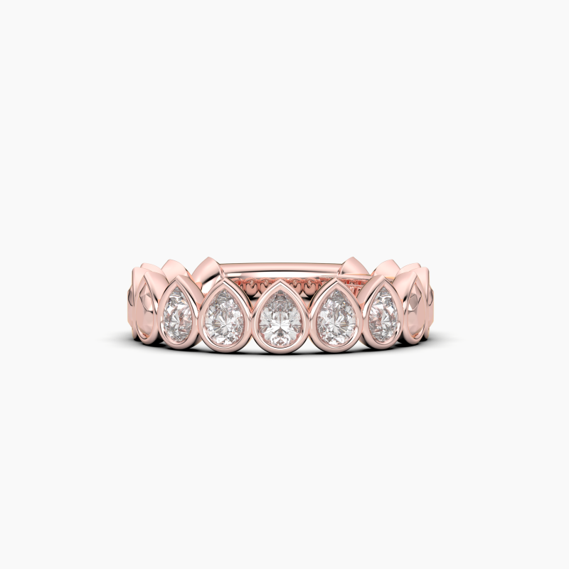 Pear Bezel 5 Stone Wedding Band