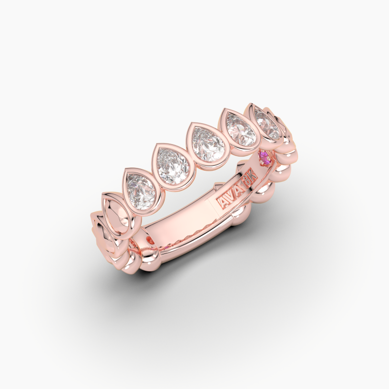 Pear Bezel 5 Stone Wedding Band
