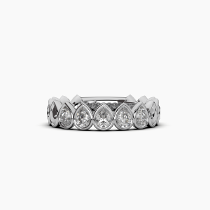 Pear Bezel 5 Stone Wedding Band