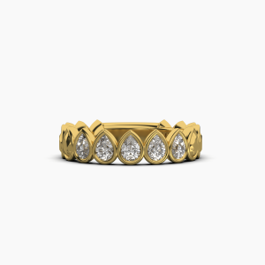 Pear Bezel 5 Stone Wedding Band