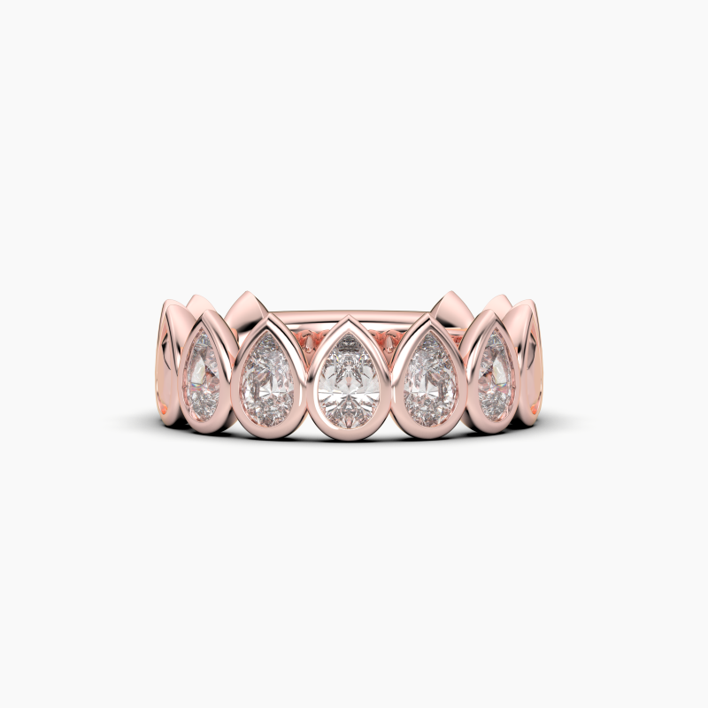 Pear Bezel 5 Stone Wedding Band