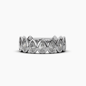 Pear Bezel 5 Stone Wedding Band