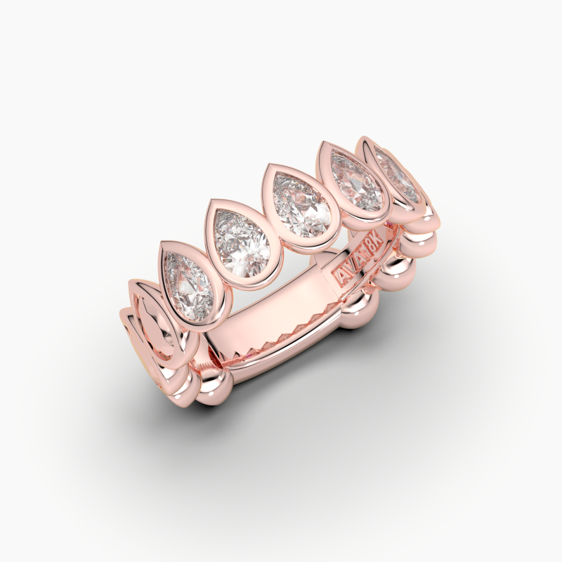 Pear Bezel 5 Stone Wedding Band