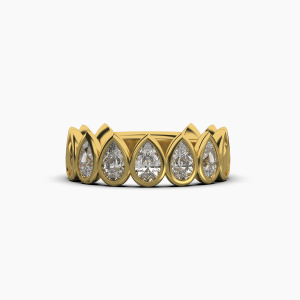 Pear Bezel 5 Stone Wedding Band