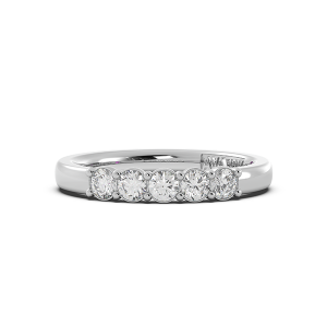 Round Signature Cup 5 Stone Wedding Band