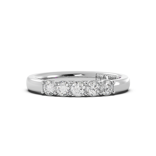 Round Signature Cup 5 Stone Wedding Band