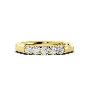 Round Signature Cup 5 Stone Wedding Band