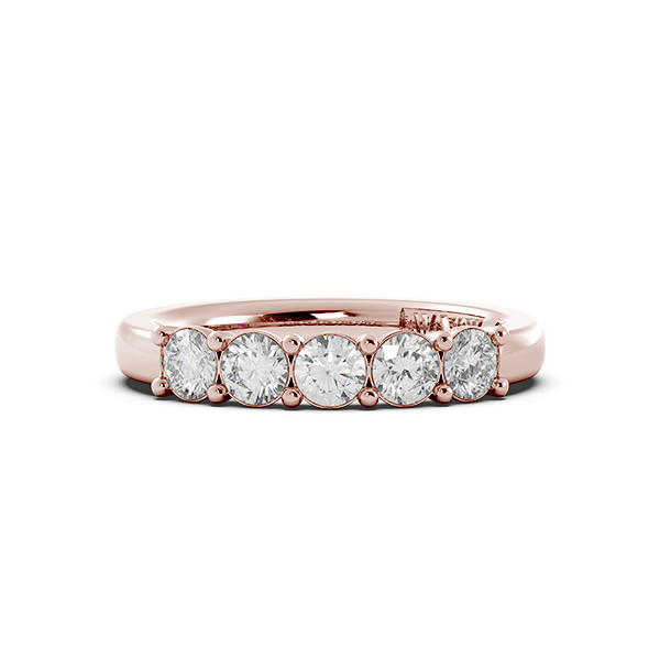 Round Signature Cup 5 Stone Wedding Band