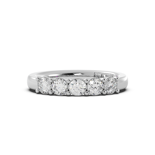 Round Signature Cup 5 Stone Wedding Band