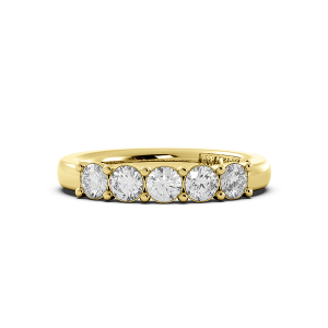 Round Signature Cup 5 Stone Wedding Band