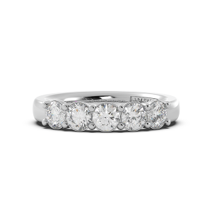 Round Signature Cup 5 Stone Wedding Band