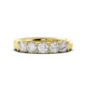 Round Signature Cup 5 Stone Wedding Band