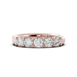 Round Signature Cup 5 Stone Wedding Band