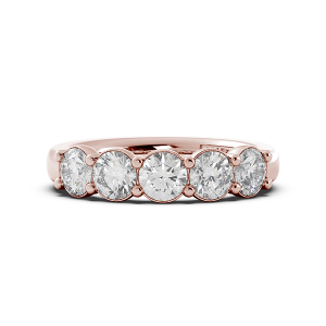 Round Signature Cup 5 Stone Wedding Band