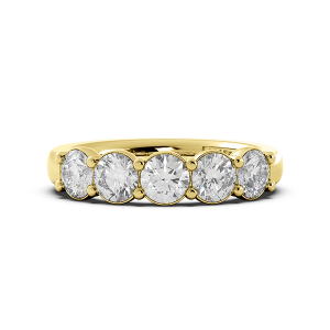 Round Signature Cup 5 Stone Wedding Band