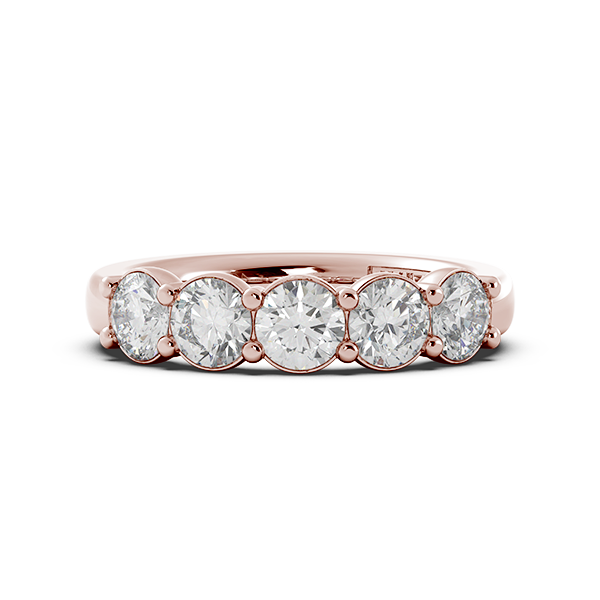 Round Signature Cup 5 Stone Wedding Band