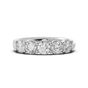Round Signature Cup 5 Stone Wedding Band