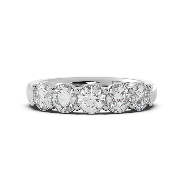 Round Signature Cup 5 Stone Wedding Band