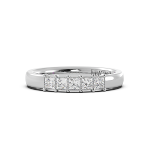 Princess Signature Cup 5 Stone Wedding Band