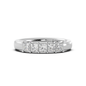 Princess Signature Cup 5 Stone Wedding Band