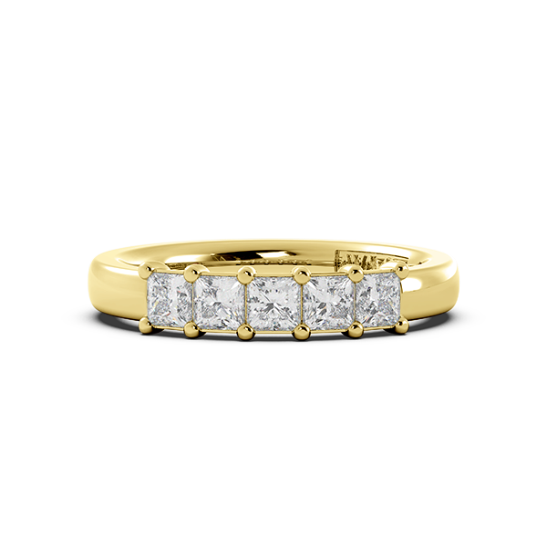 Princess Signature Cup 5 Stone Wedding Band