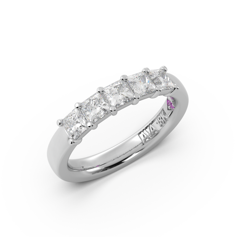 Princess Signature Cup 5 Stone Wedding Band
