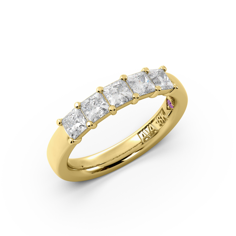 Princess Signature Cup 5 Stone Wedding Band
