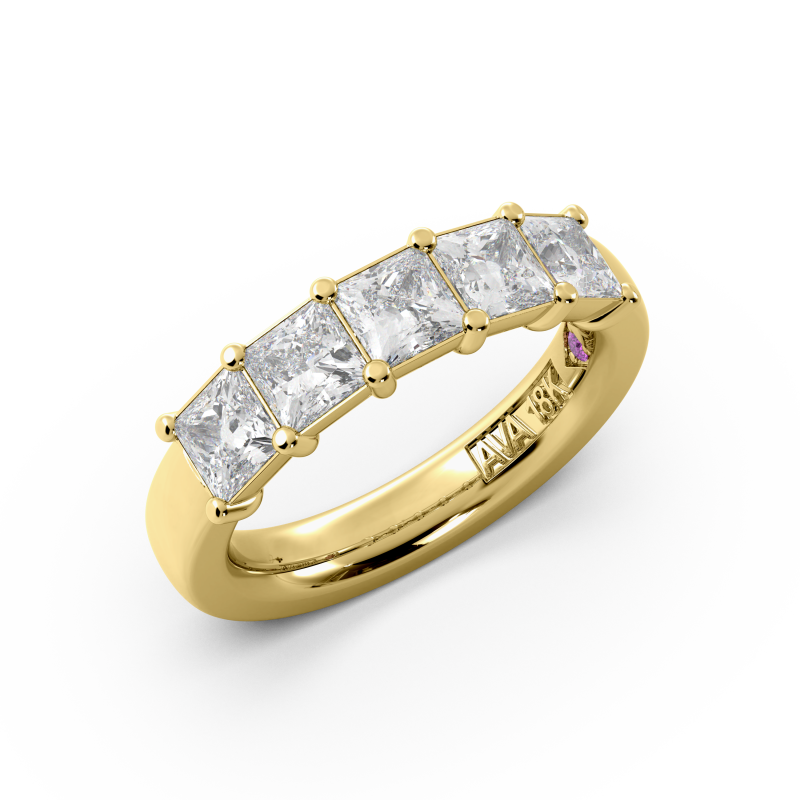 Princess Signature Cup 5 Stone Wedding Band