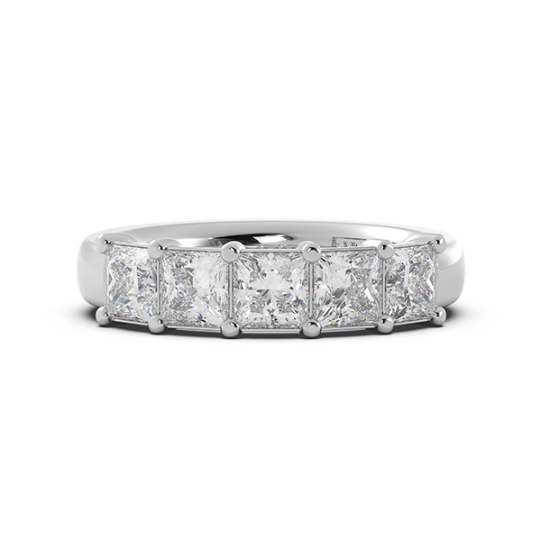 Princess Signature Cup 5 Stone Wedding Band