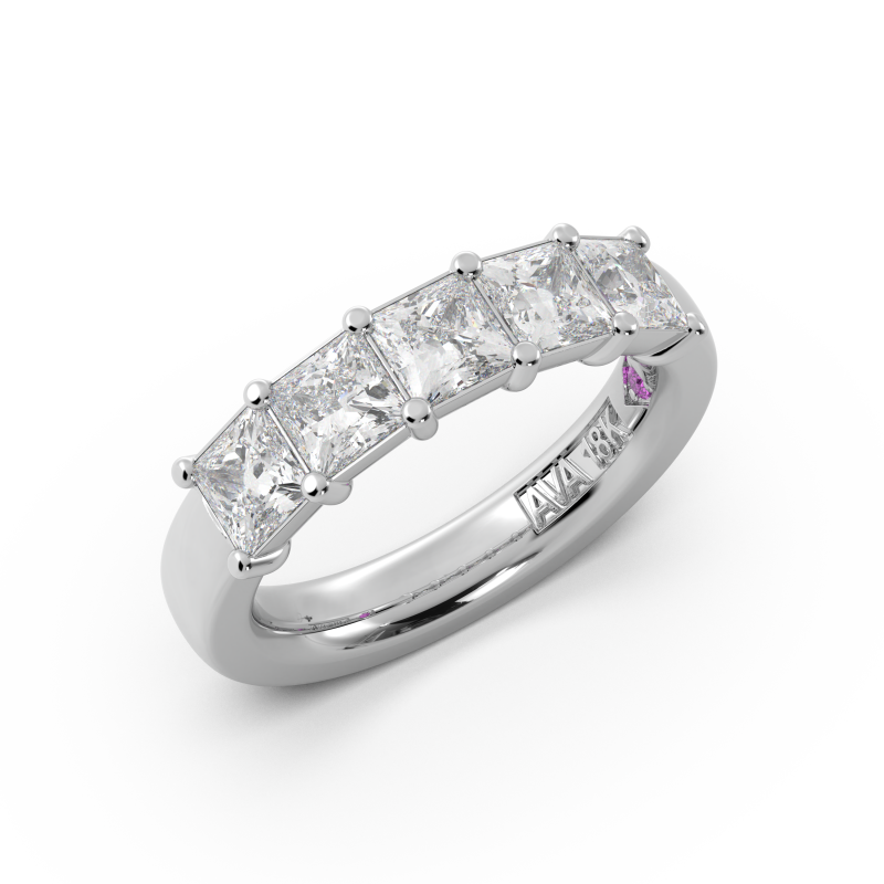 Princess Signature Cup 5 Stone Wedding Band