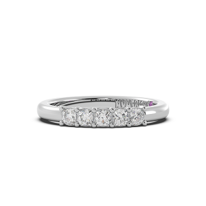 Cushion Signature Cup 5 Stone Wedding Band