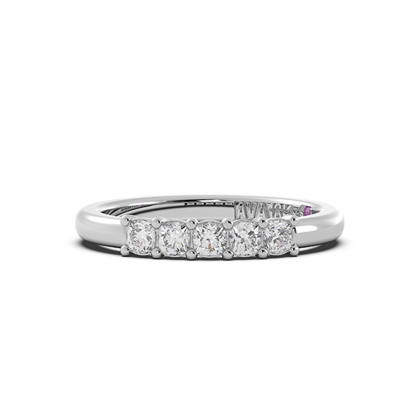 Cushion Signature Cup 5 Stone Wedding Band
