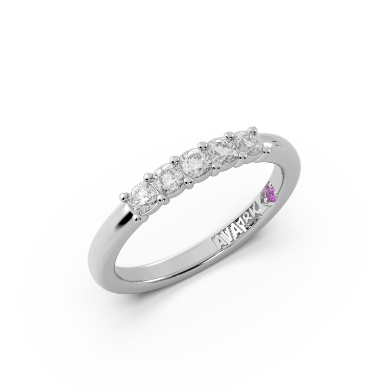 Cushion Signature Cup 5 Stone Wedding Band