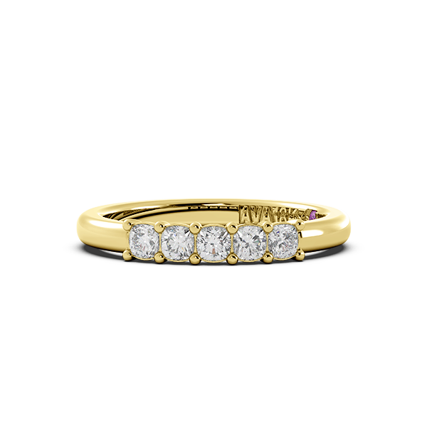 Cushion Signature Cup 5 Stone Wedding Band