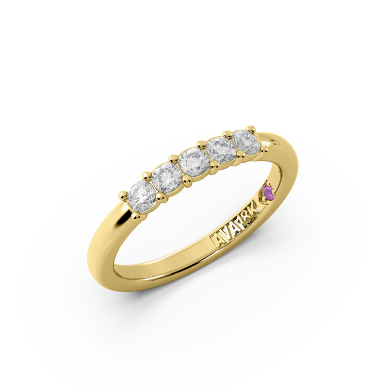 Cushion Signature Cup 5 Stone Wedding Band