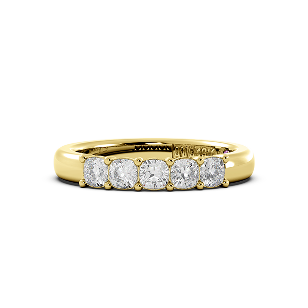 Cushion Signature Cup 5 Stone Wedding Band