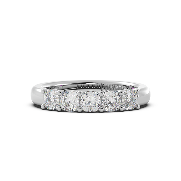 Cushion Signature Cup 5 Stone Wedding Band