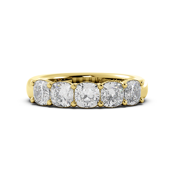 Cushion Signature Cup 5 Stone Wedding Band