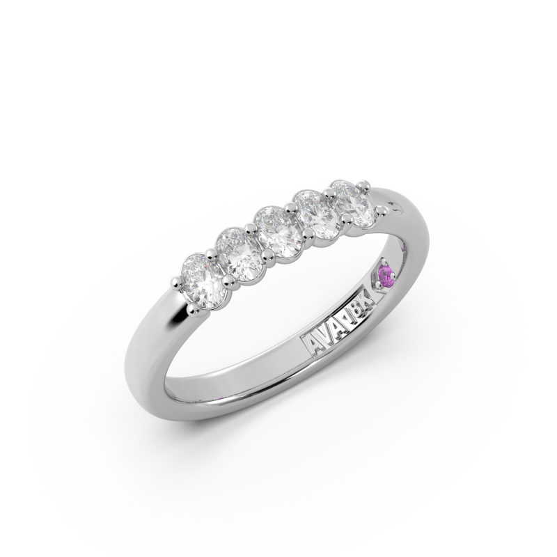 Oval Signature Cup 5 Stone Wedding Band