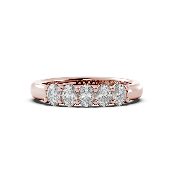 Oval Signature Cup 5 Stone Wedding Band
