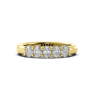 Oval Signature Cup 5 Stone Wedding Band