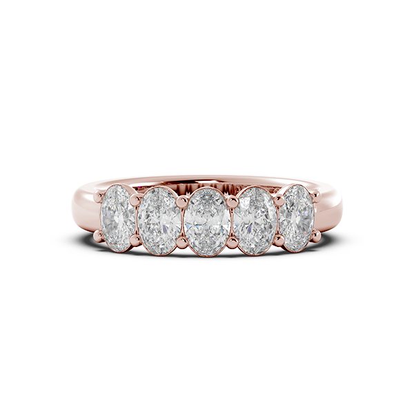 Oval Signature Cup 5 Stone Wedding Band