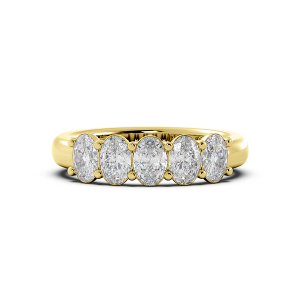 Oval Signature Cup 5 Stone Wedding Band