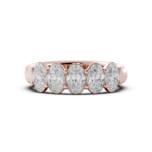 Oval Signature Cup 5 Stone Wedding Band