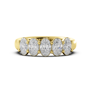 Oval Signature Cup 5 Stone Wedding Band