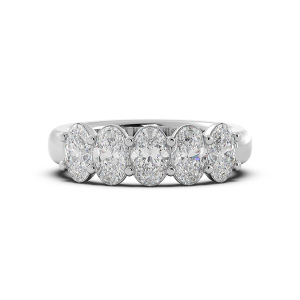 Oval Signature Cup 5 Stone Wedding Band
