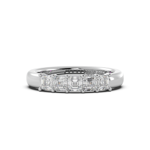Asscher Signature Cup 5 Stone Wedding Band