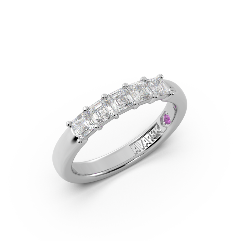Asscher Signature Cup 5 Stone Wedding Band