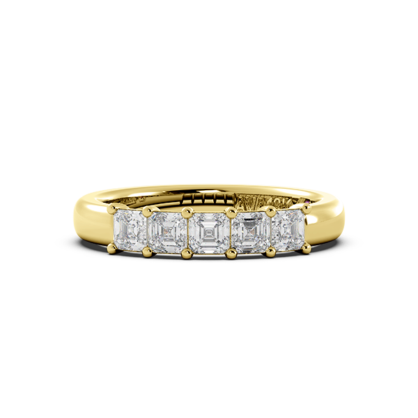 Asscher Signature Cup 5 Stone Wedding Band