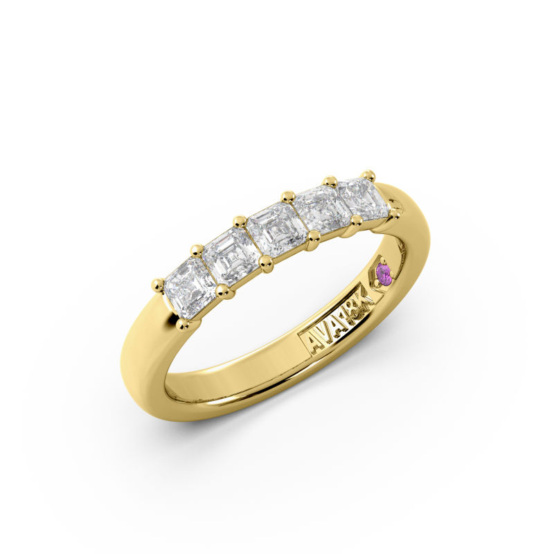 Asscher Signature Cup 5 Stone Wedding Band